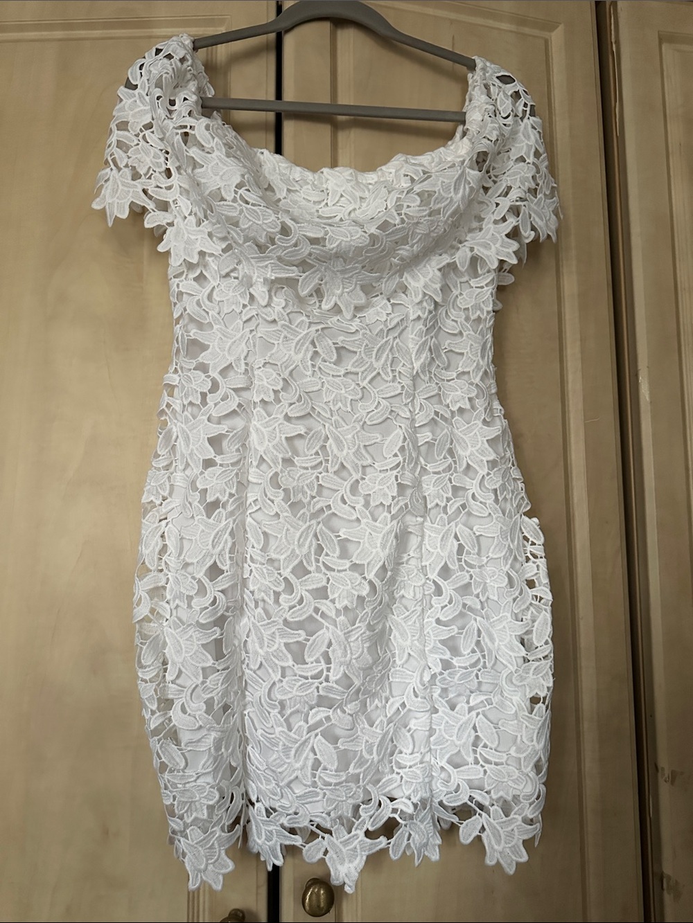 Guess White Floral Lace Mini Dress